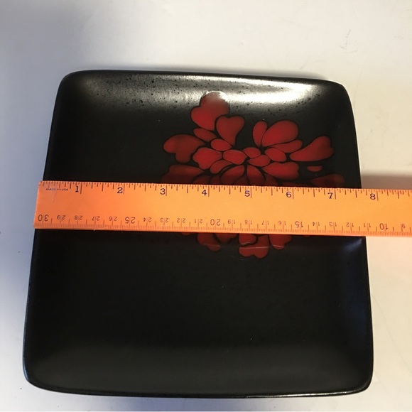 Gibson elite Zinnia Bloom square plate 7.75” 1 Zinnia flower brown rust - Picture 5 of 15